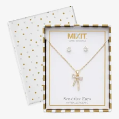 Mixit Womens Cubic Zirconia Bow Hypoallergenic 3-pc. Jewelry Set