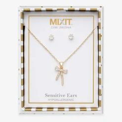 Mixit Womens Cubic Zirconia Bow Hypoallergenic 3-pc. Jewelry Set