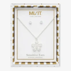 Mixit Womens Cubic Zirconia Flower Hypoallergenic 2-pc. Jewelry Set