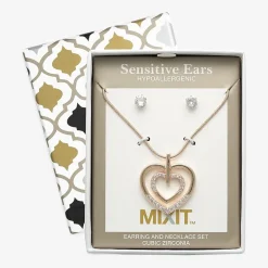 Mixit Womens Cubic Zirconia Heart Hypoallergenic 2-pc. Jewelry Set