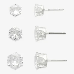 Mixit Womens Cubic Zirconia Hypoallergenic 3 Pair Earring Set