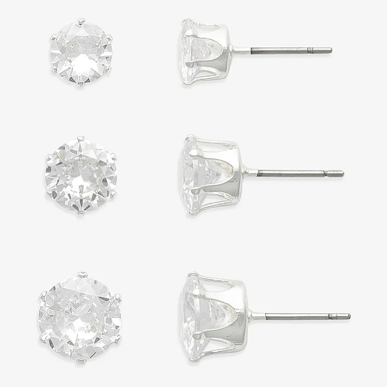 Mixit Womens Cubic Zirconia Hypoallergenic 3 Pair Earring Set