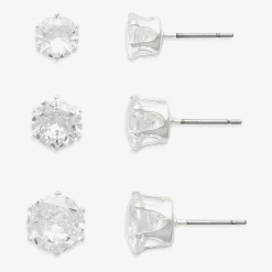 Mixit Womens Cubic Zirconia Hypoallergenic 3 Pair Earring Set