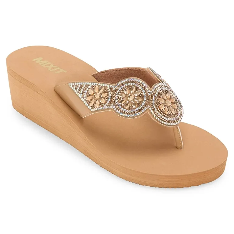 Mixit Womens 5 Disc Wedge Sandals