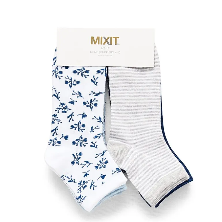 Mixit Womens 6 Pair Quarter Ankle Socks