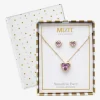 Mixit Womens Purple Cubic Zirconia Heart Hypoallergenic 3-pc. Jewelry Set