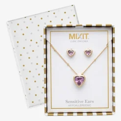 Mixit Womens Purple Cubic Zirconia Heart Hypoallergenic 3-pc. Jewelry Set