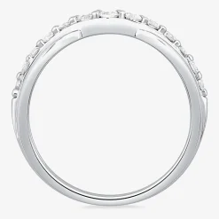 4MM 1/2 CT.T.W. Natural Diamond 10K or 14K White Gold Curved Wedding Band