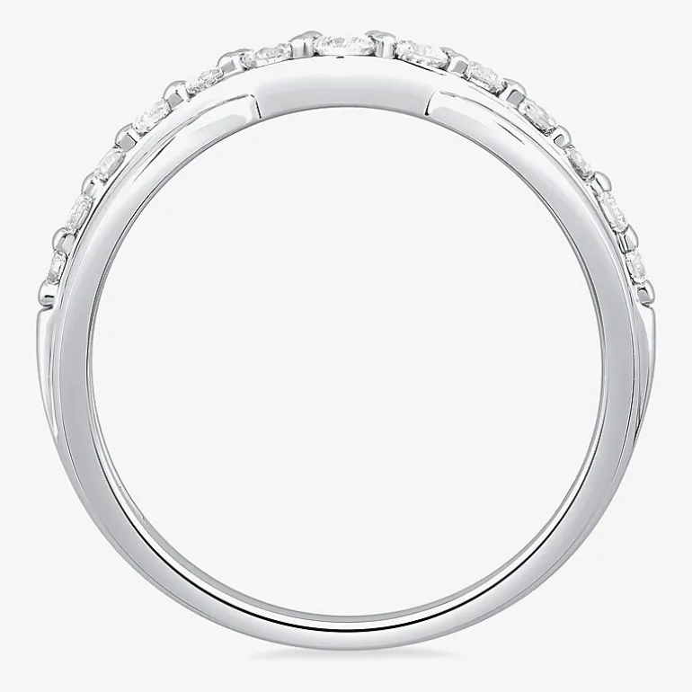 4MM 1/2 CT.T.W. Natural Diamond 10K or 14K White Gold Curved Wedding Band