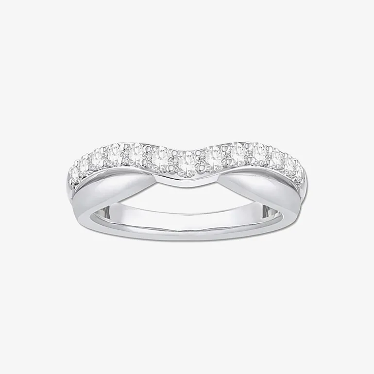 4MM 1/2 CT.T.W. Natural Diamond 10K or 14K White Gold Curved Wedding Band