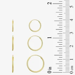10mm, 12mm, 14mm Hoop 14K Gold 3 Pair Earring Set