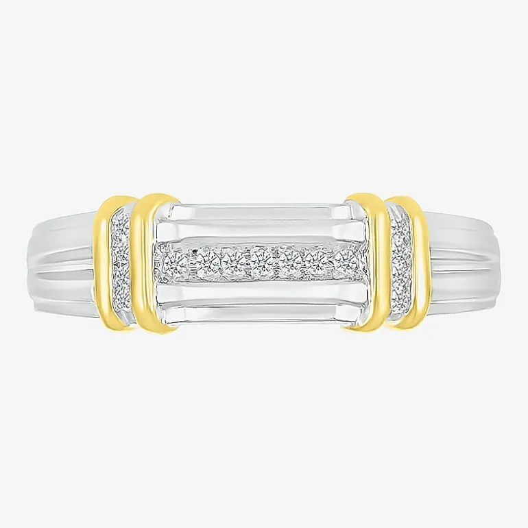 5.10mm Unisex Adult 1/4 CT. T.W. Natural White Diamond 10K Two Tone Gold Marquise Halo Side Stone Ring Set