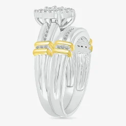 5.10mm Unisex Adult 1/4 CT. T.W. Natural White Diamond 10K Two Tone Gold Marquise Halo Side Stone Ring Set