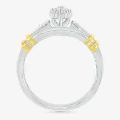 5.10mm Unisex Adult 1/4 CT. T.W. Natural White Diamond 10K Two Tone Gold Marquise Halo Side Stone Ring Set