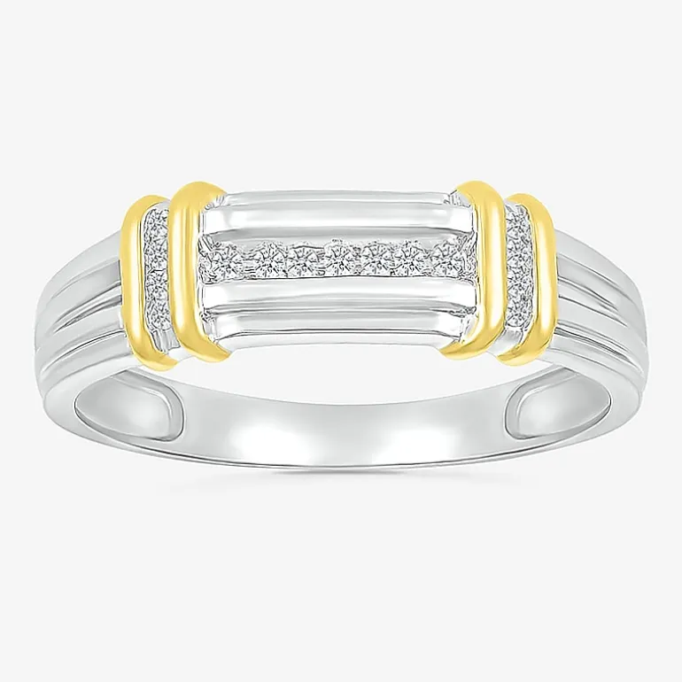 5.10mm Unisex Adult 1/4 CT. T.W. Natural White Diamond 10K Two Tone Gold Marquise Halo Side Stone Ring Set