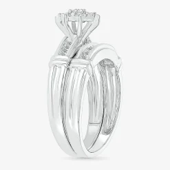 5.05mm Unisex Adult 1/4 CT. T.W. Natural White Diamond 10K Gold Marquise Side Stone Wedding Ring Set