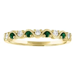 Modern Bride Gemstone 2.5MM 1/10 CT. T.W. Gemstone 10K White Gold Wedding Band