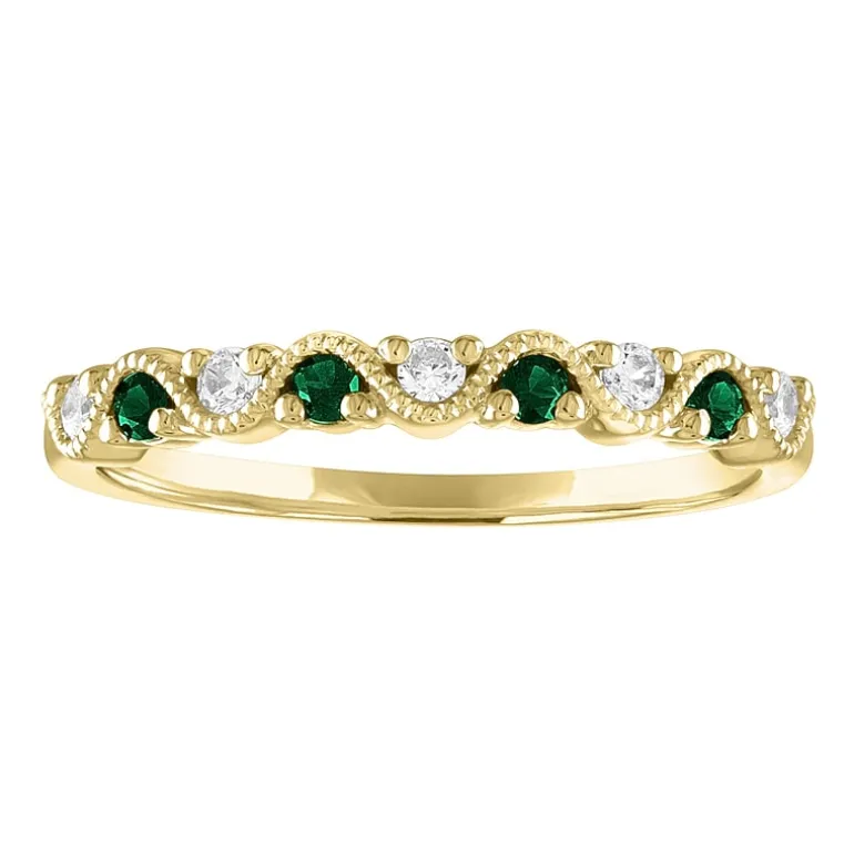 Modern Bride Gemstone 2.5MM 1/10 CT. T.W. Gemstone 10K White Gold Wedding Band
