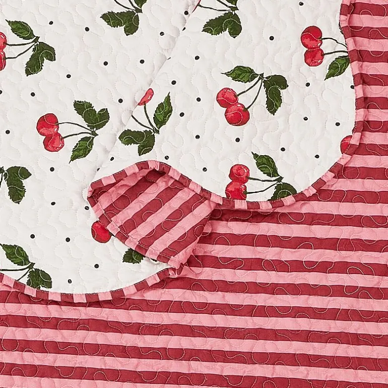 Modern Heirloom Cherry Scalloped Reversible Quilt Set
