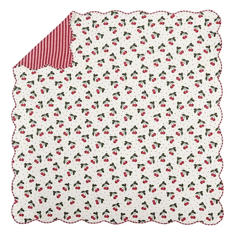 Modern Heirloom Cherry Scalloped Reversible Quilt Set