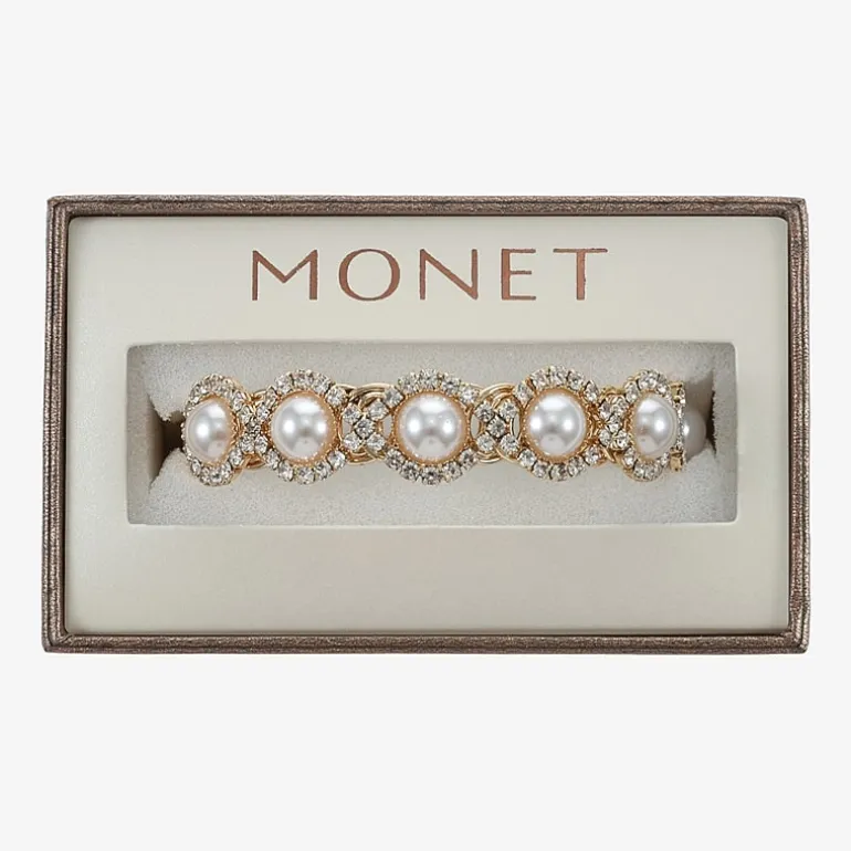 Monet Jewelry Gold Tone Halo Coil Womens Glass Wrap Bracelet