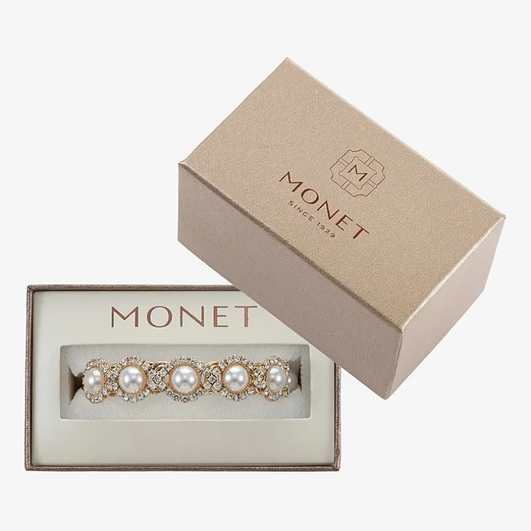 Monet Jewelry Gold Tone Halo Coil Womens Glass Wrap Bracelet