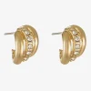 Monet Jewelry Gold Tone Huggie Womens Glass 13mm Hypoallergenic Hoop Earrings