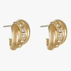 Monet Jewelry Gold Tone Huggie Womens Glass 13mm Hypoallergenic Hoop Earrings