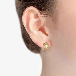 Monet Jewelry Gold Tone Huggie Womens Glass 13mm Hypoallergenic Hoop Earrings