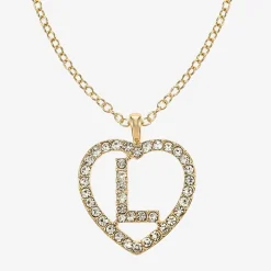 Monet Jewelry Gold Tone Initial Pendant Necklace & Stud Earring Womens Glass Heart 2-pc. Jewelry Set