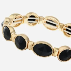 Monet Jewelry Gold Tone Womens Black Stretch Bracelet