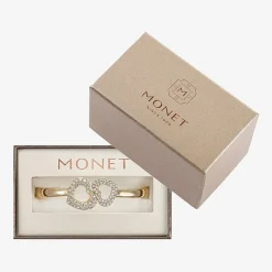 Monet Jewelry Gold Tone Womens Glass Heart Bangle Bracelet