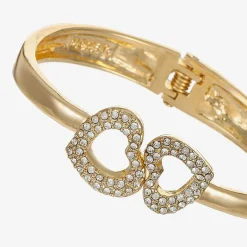 Monet Jewelry Gold Tone Womens Glass Heart Bangle Bracelet