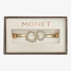 Monet Jewelry Gold Tone Womens Glass Heart Bangle Bracelet