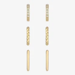 Monet Jewelry Gold Tone Womens Glass Hypoallergenic 3 Pair Earring Set