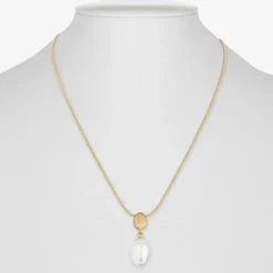 Monet Jewelry Gold Tone Womens Simulated Pearl Oval 17 Inch Pendant Necklace