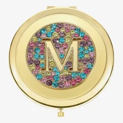 Monet Jewelry Initial Gold Tone Round Compact Mirror
