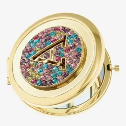 Monet Jewelry Initial Gold Tone Round Compact Mirror