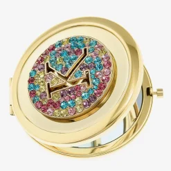 Monet Jewelry Initial Gold Tone Round Compact Mirror