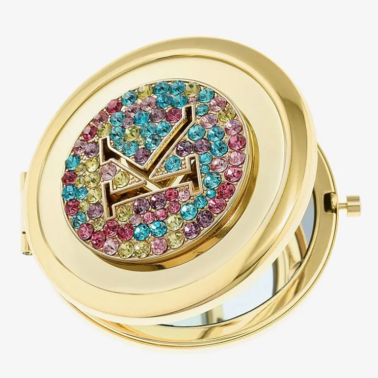 Monet Jewelry Initial Gold Tone Round Compact Mirror