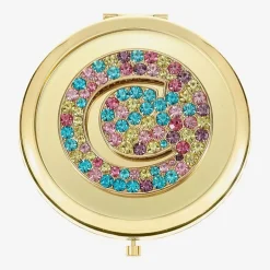Monet Jewelry Initial Gold Tone Round Compact Mirror