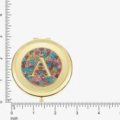 Monet Jewelry Initial Gold Tone Round Compact Mirror