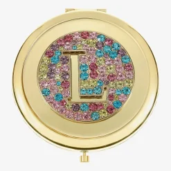 Monet Jewelry Initial Gold Tone Round Compact Mirror