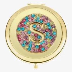 Monet Jewelry Initial Gold Tone Round Compact Mirror
