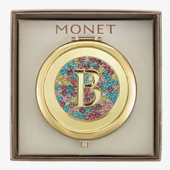Monet Jewelry Initial Gold Tone Round Compact Mirror