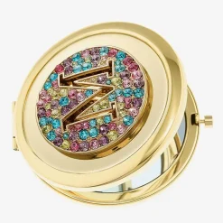 Monet Jewelry Initial Gold Tone Round Compact Mirror