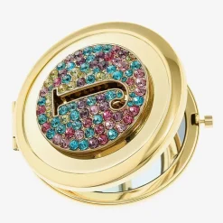 Monet Jewelry Initial Gold Tone Round Compact Mirror