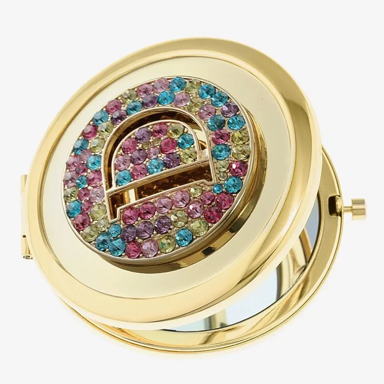 Monet Jewelry Initial Gold Tone Round Compact Mirror