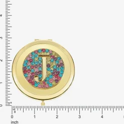 Monet Jewelry Initial Gold Tone Round Compact Mirror