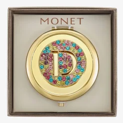 Monet Jewelry Initial Gold Tone Round Compact Mirror
